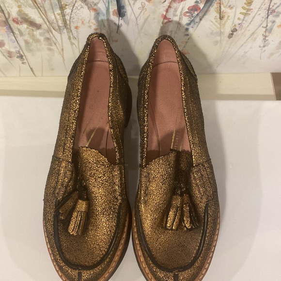 Vintage Sibyl Vane | Made in Argentina | Gold leather platform penny loafers - Picture 13 of 16